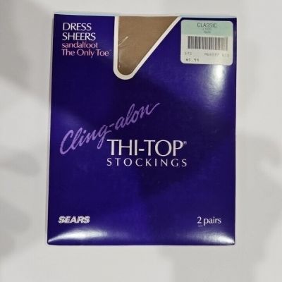 New Old Stock Vintage 2 Pairs Cling Alon Thi Top Stockings Nude CLASSIC